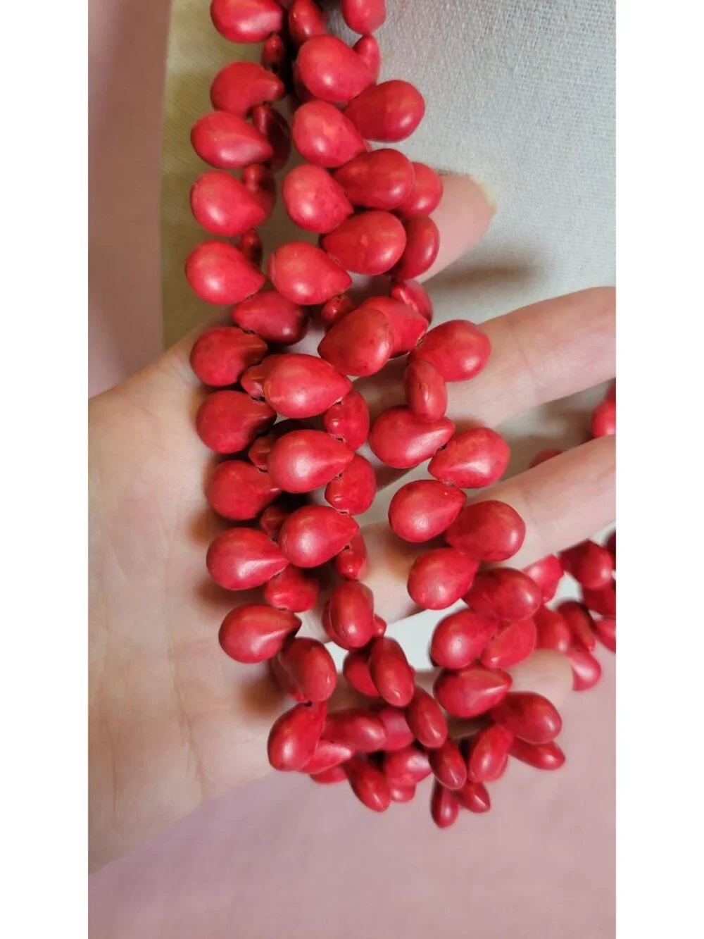 Heavy Red Dyed Faux Coral Look Layered Chunky Beaded Choker Style Necklace N1A